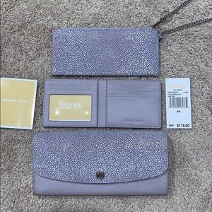 Michael kors 3pieces lilac leather wristlet wallet